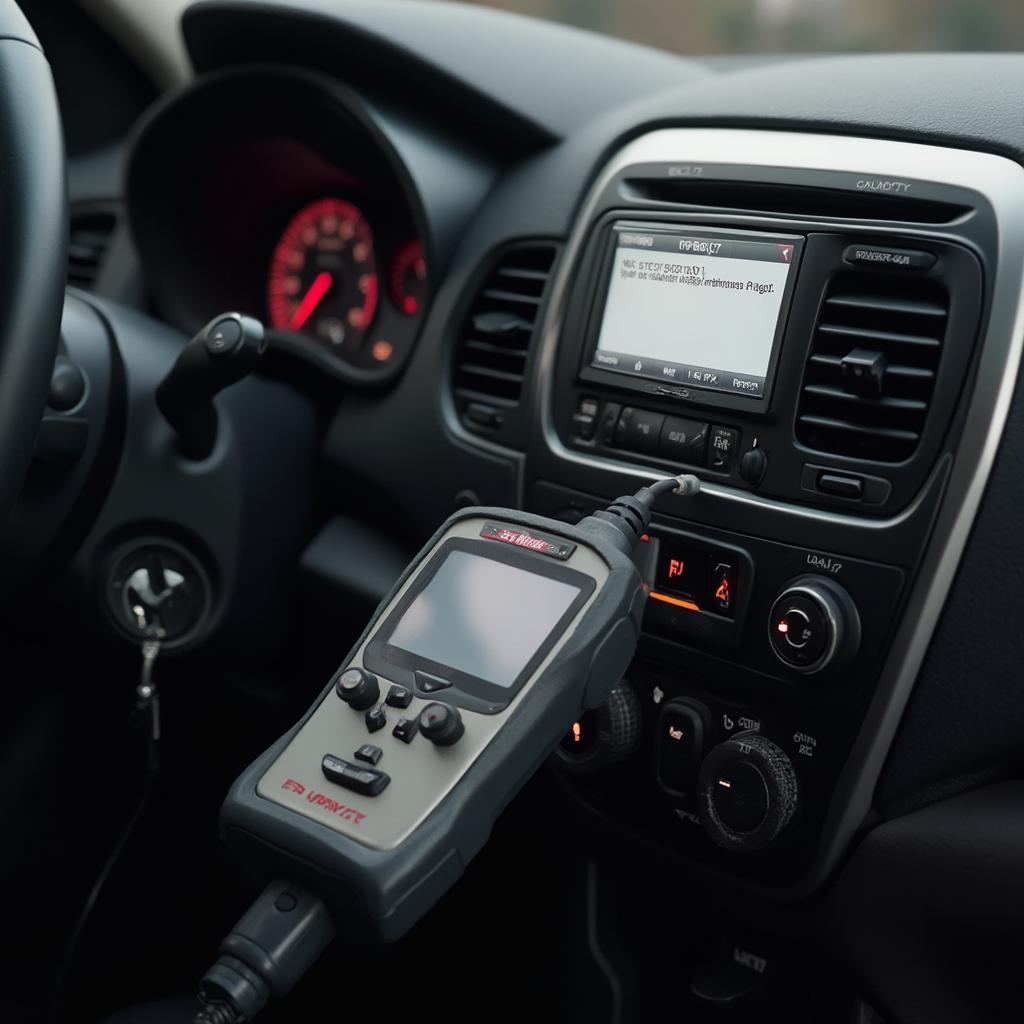 OBD2 Scanner Connected to a Mitsubishi Lancer