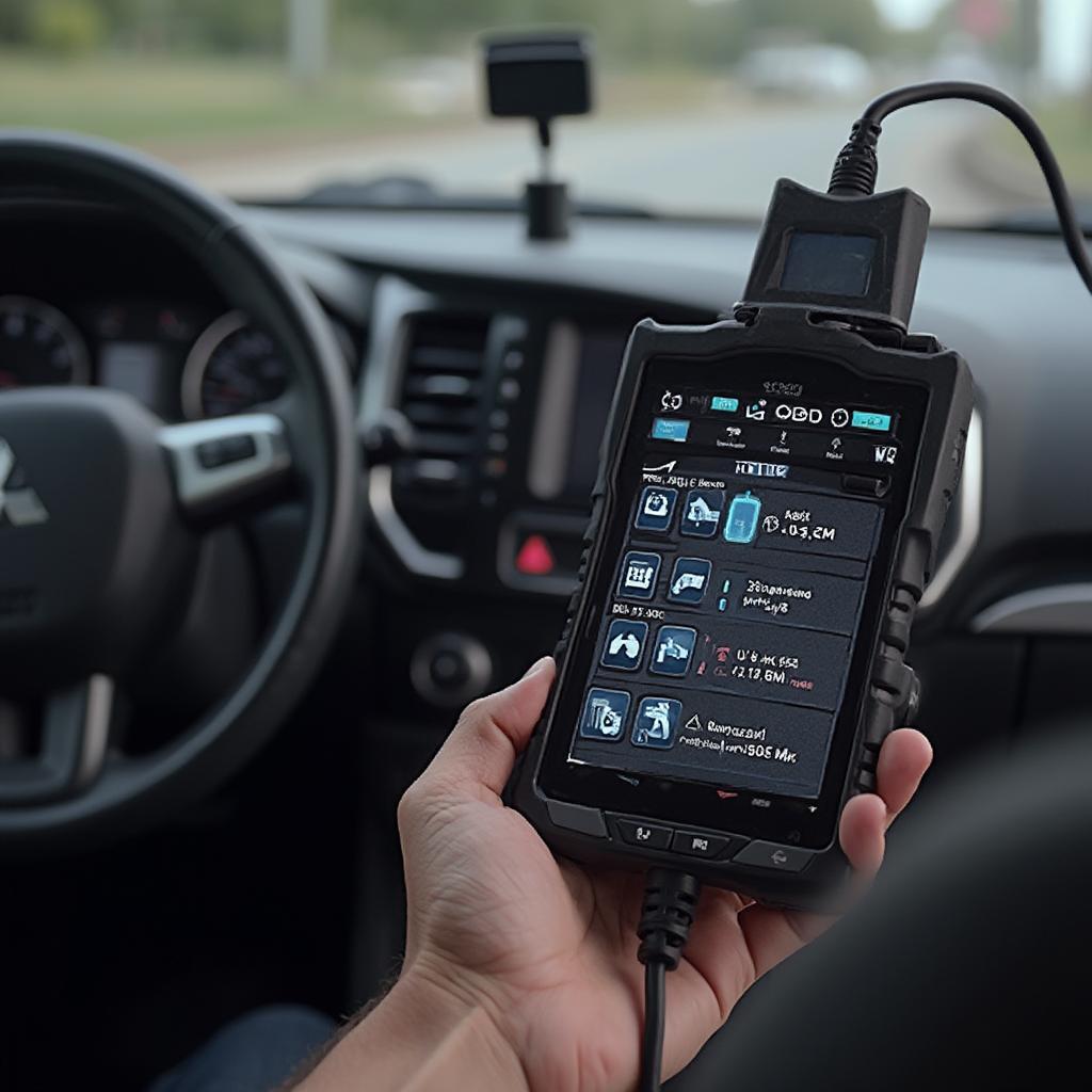 OBD2 Scanner Connected to Mitsubishi Triton