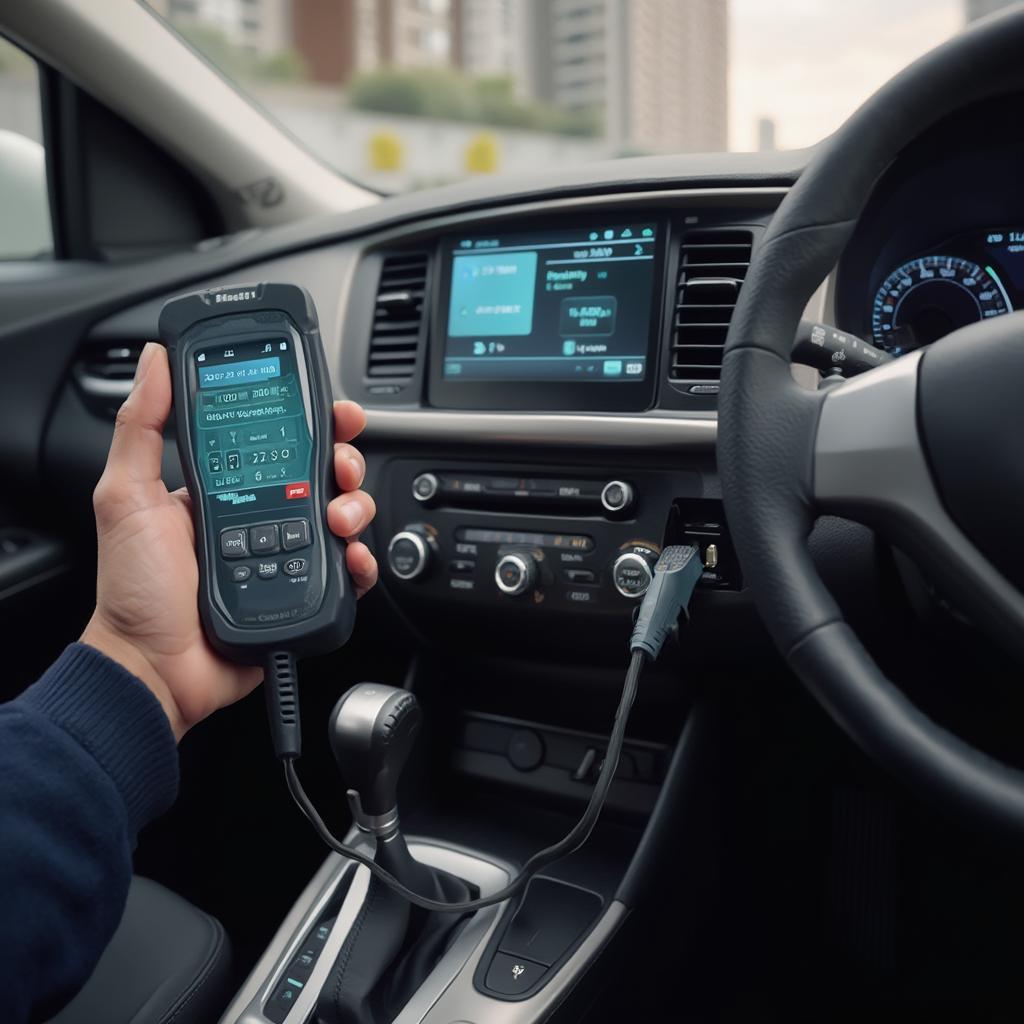 OBD2 Scanner Connected to Nissan Sentra