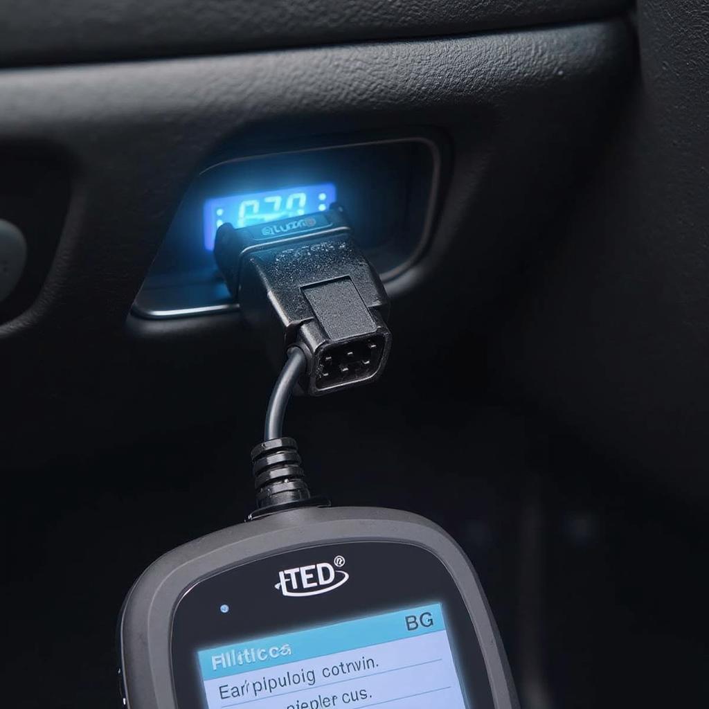 OBD2 Scanner Connected to the Port