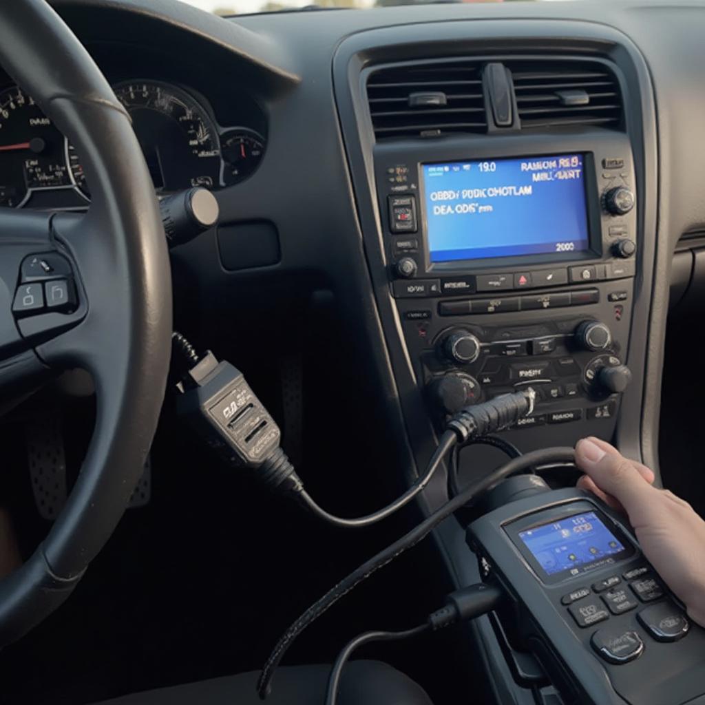 OBD2 Scanner Connected to a Saab 9-5