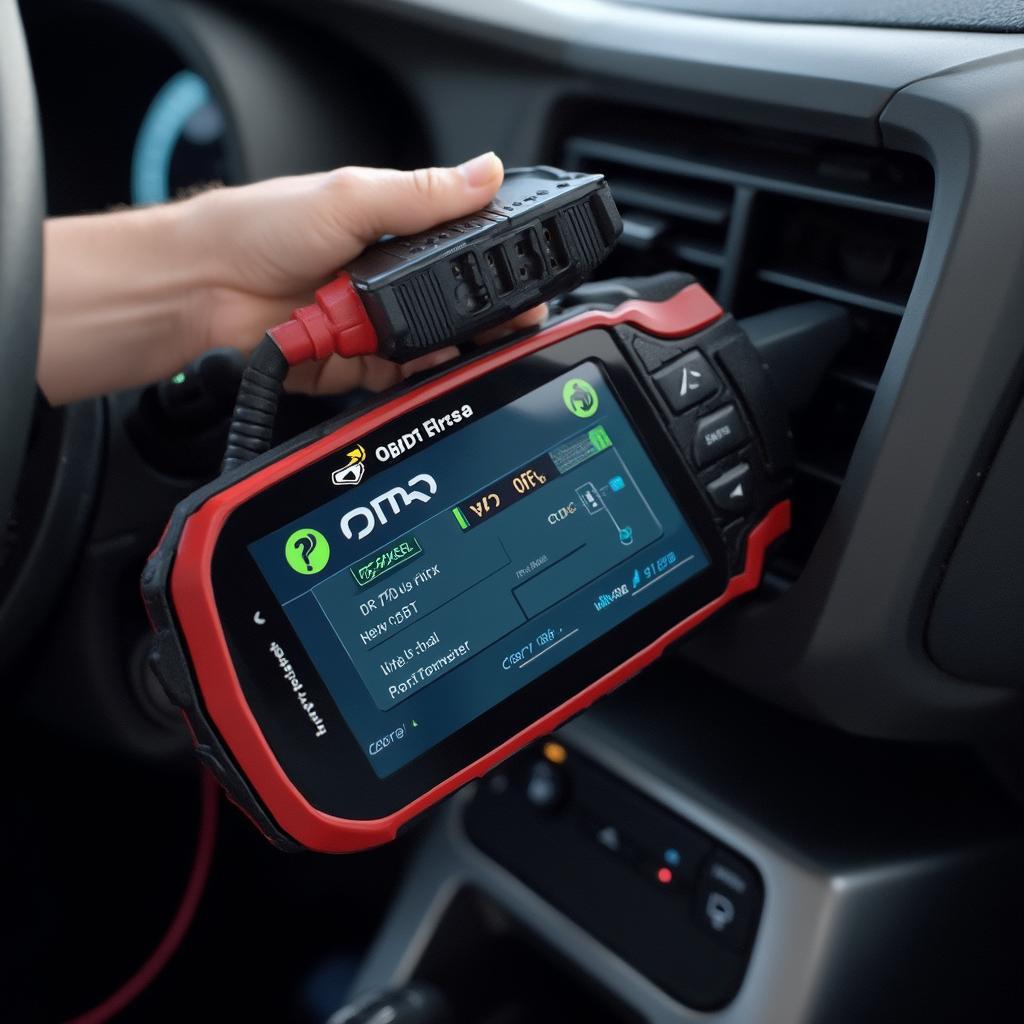 OBD2 Scanner Connected to Toyota