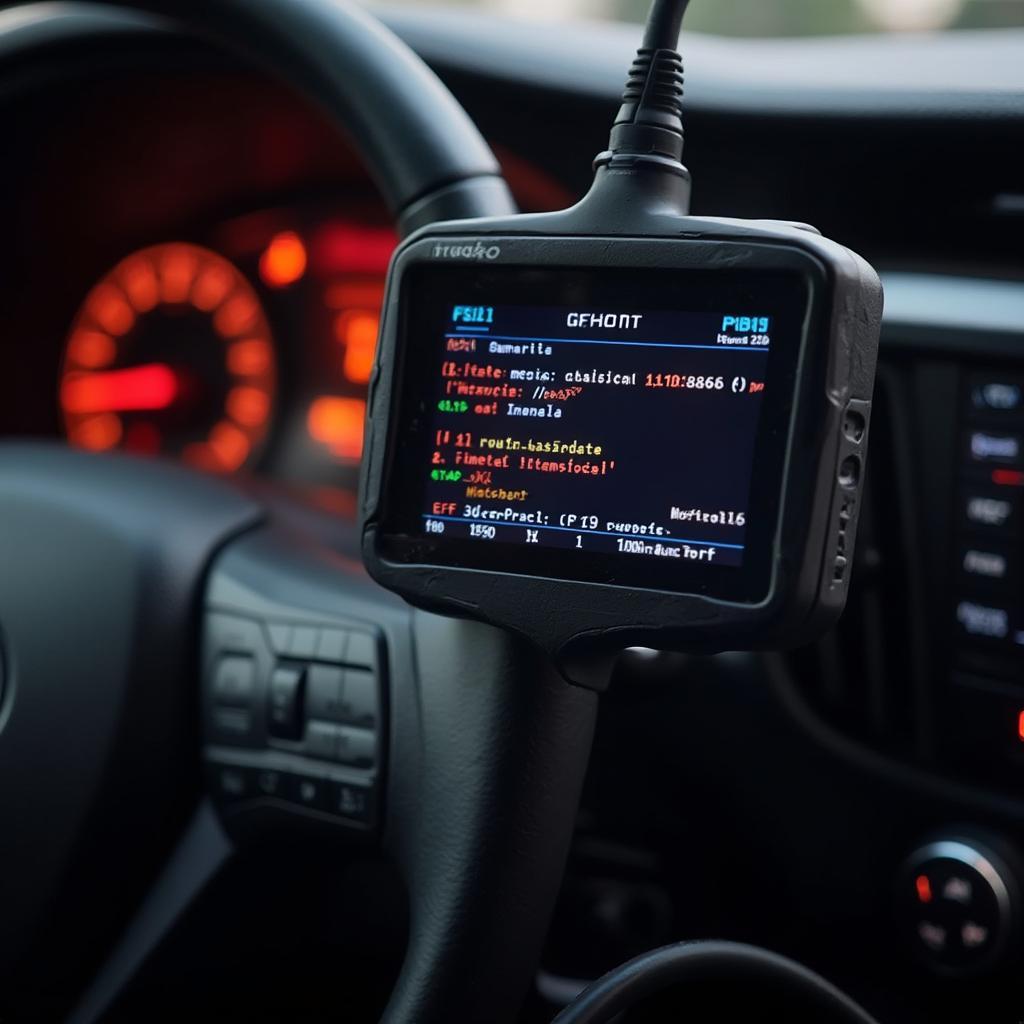 OBD2 Scanner Connected to a Toyota Corolla