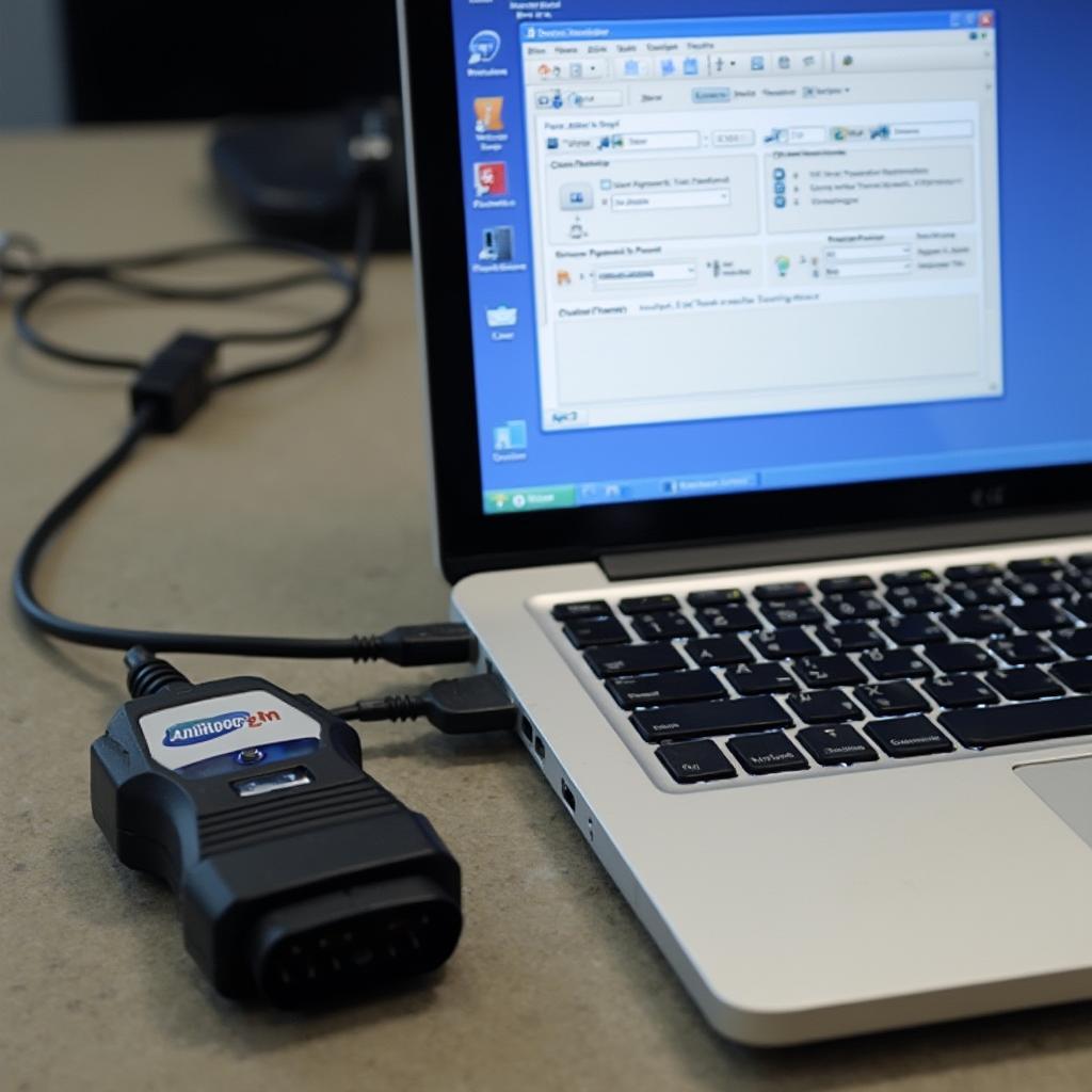 OBD2 Scanner Connected to Windows XP Laptop