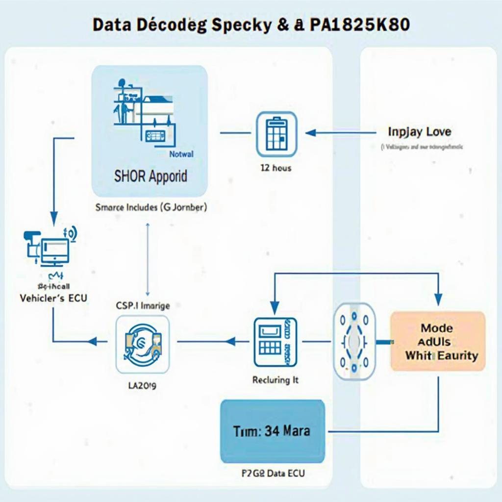 OBD2 Scanner Data Decoding Process: A flowchart illustrating the steps involved in data decoding by the PIC18F25K80, from receiving raw data from the vehicle's ECU to displaying readable information on the user interface.