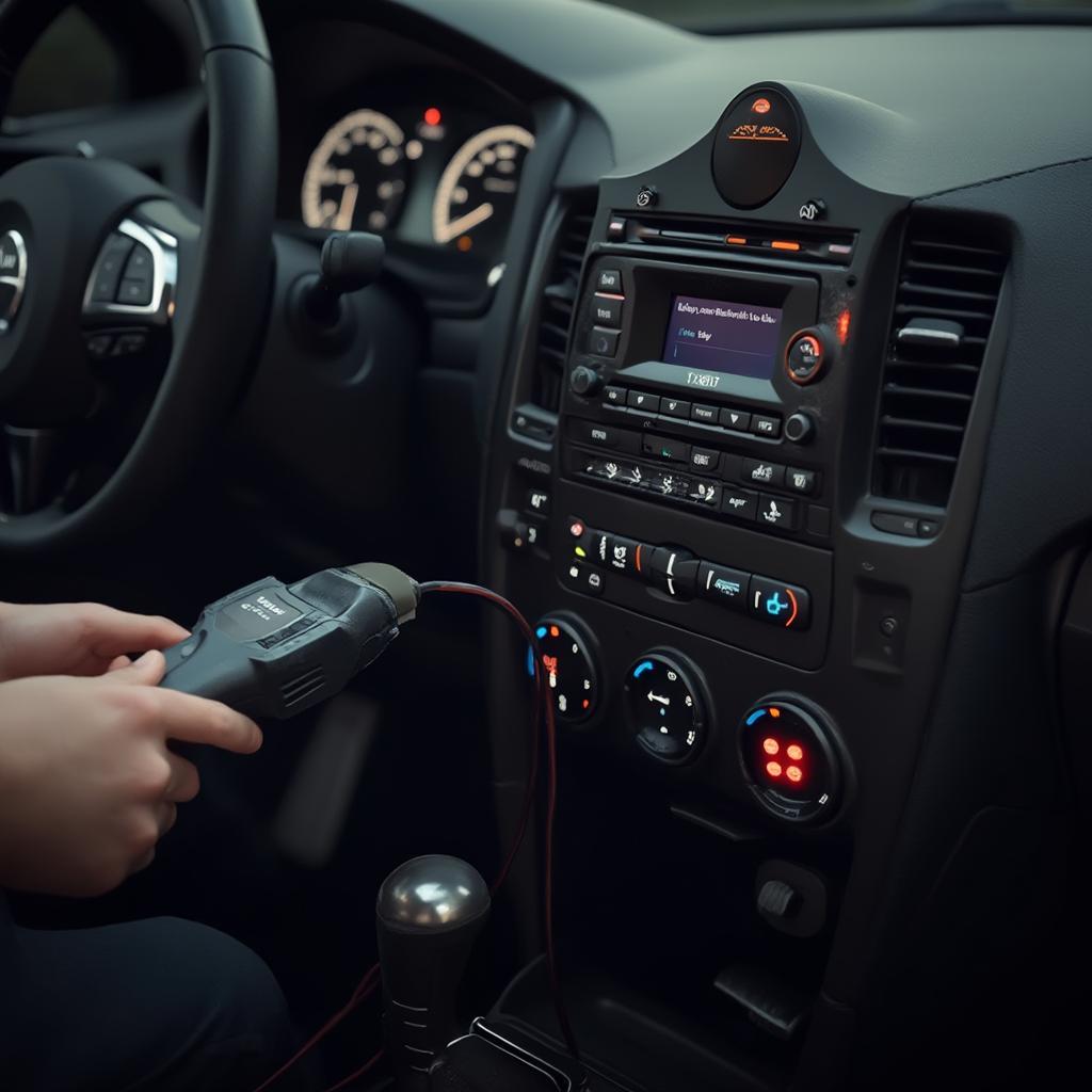 OBD2 Scanner Diagnosing Airbag Light