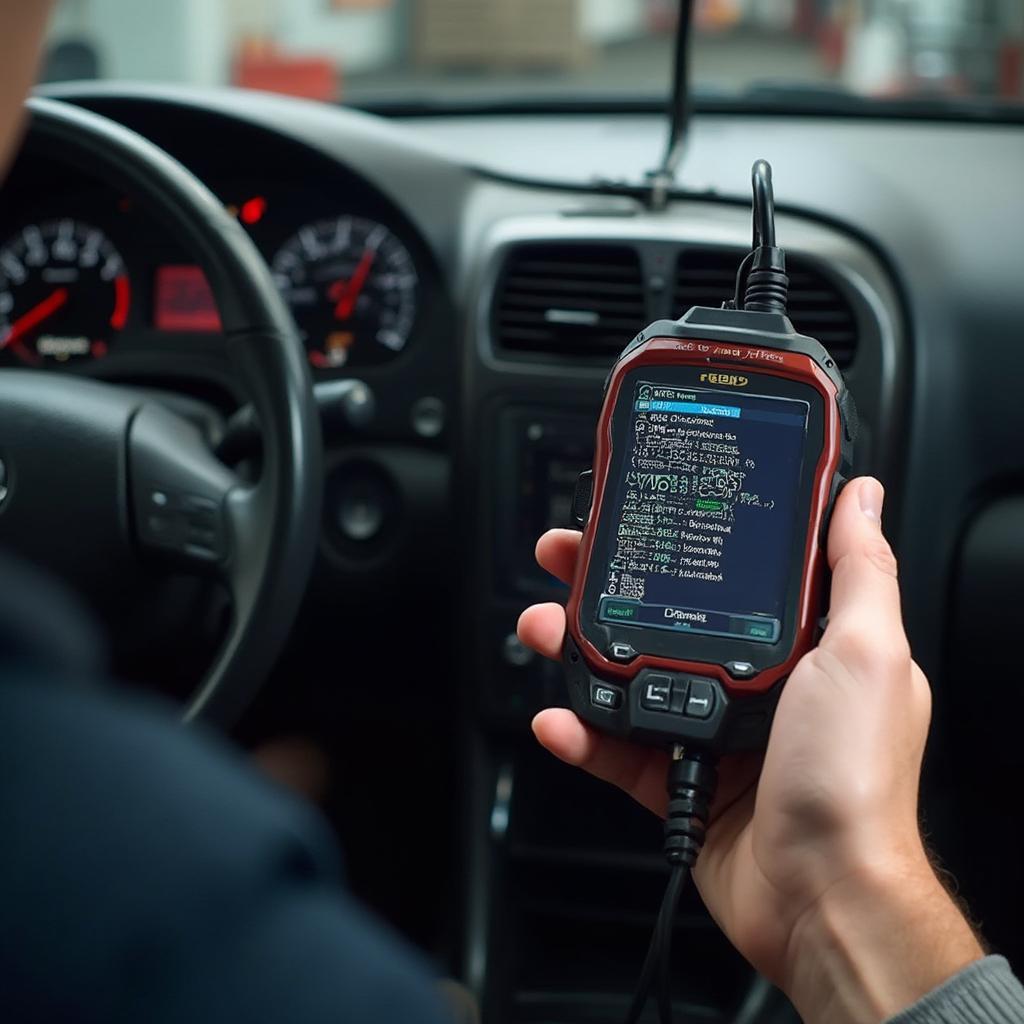 OBD2 Scanner Diagnosing Car Trouble Codes