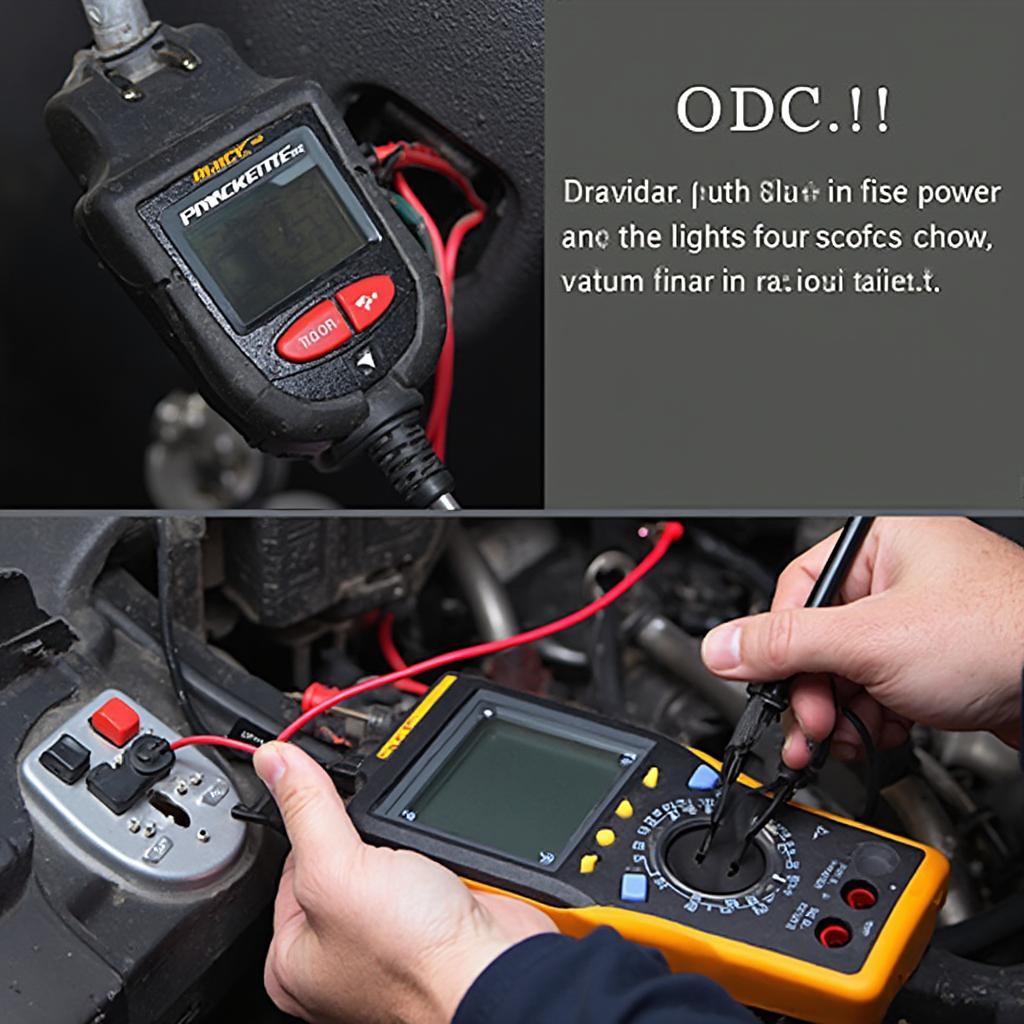 OBD2 scanner diagnosing a power drain issue in a car's electrical system.