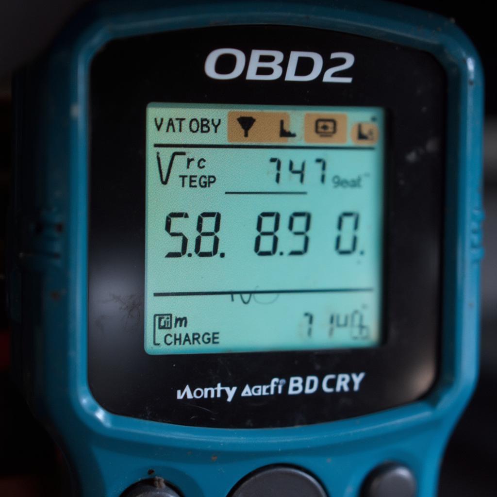 OBD2 Scanner Displaying Battery Data