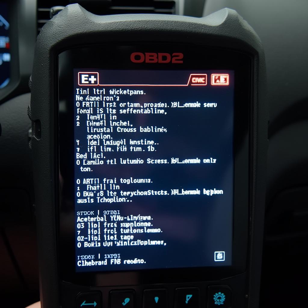 OBD2 Scanner Displaying Diagnostic Trouble Codes