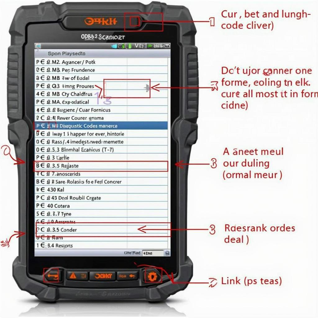 OBD2 Scanner Displaying Diagnostic Codes