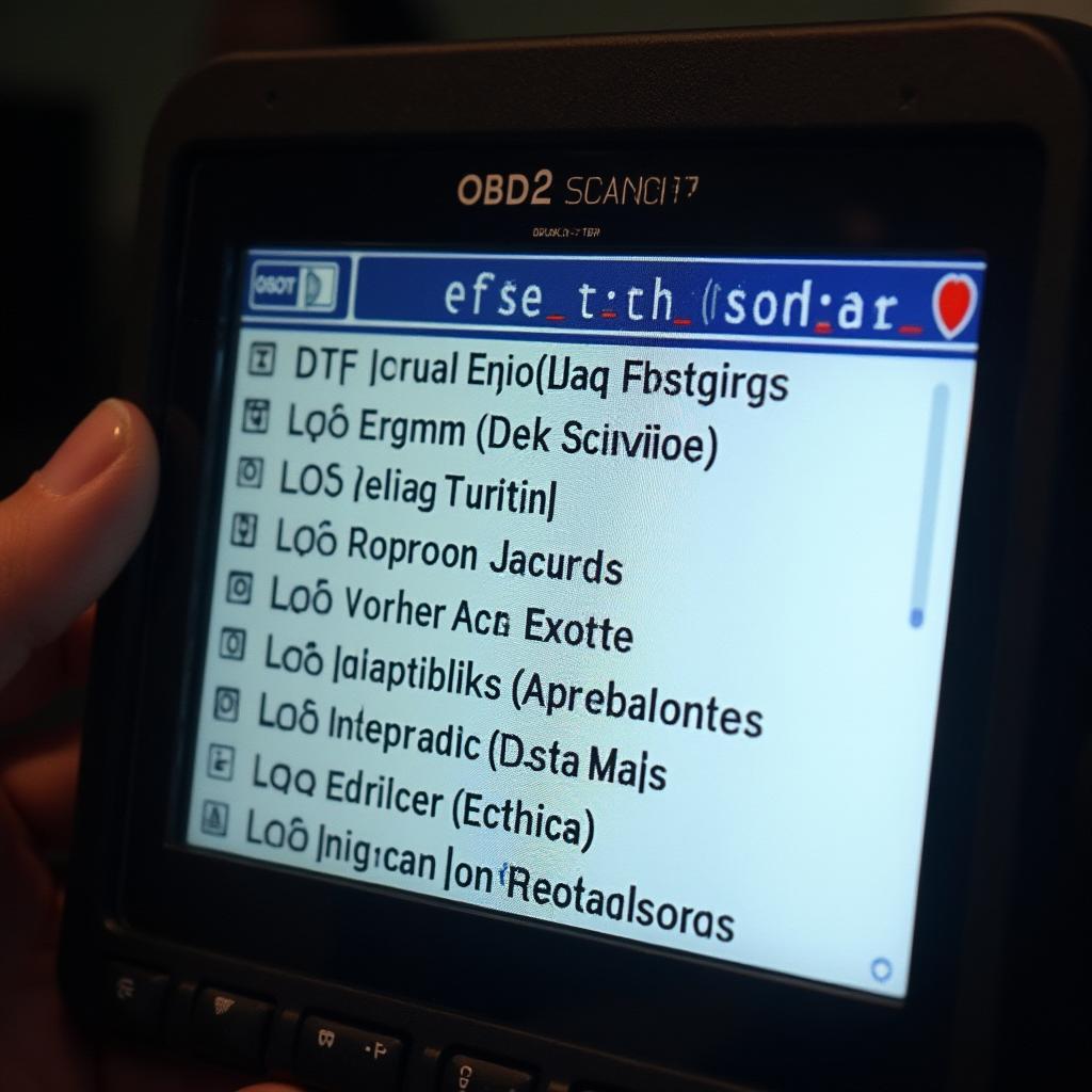 OBD2 Scanner Displaying Diagnostic Codes
