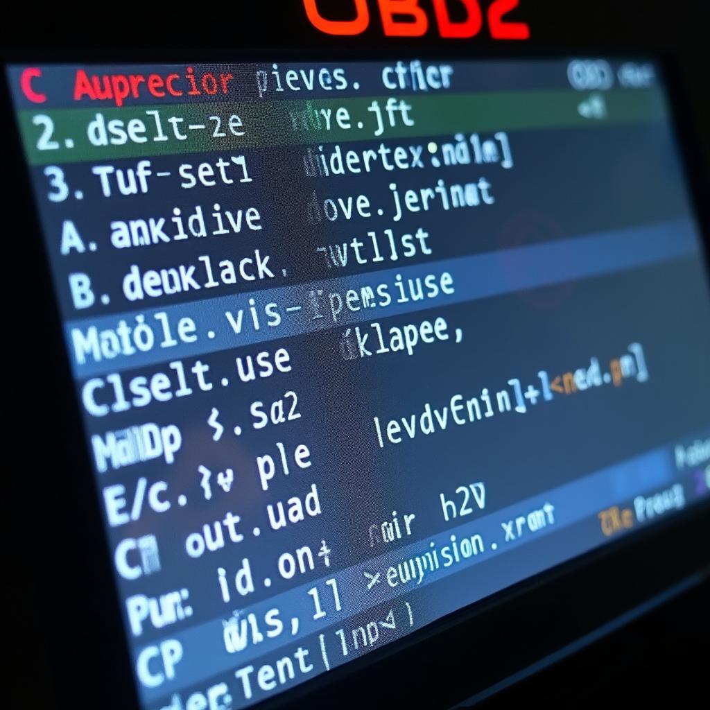 OBD2 scanner screen showing diagnostic trouble codes