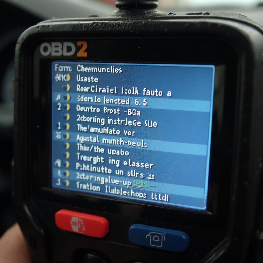 OBD2 Scanner Displaying Diagnostic Trouble Codes