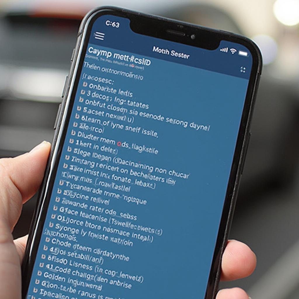 OBD2 Scanner Displaying Diagnostic Trouble Codes on a Smartphone