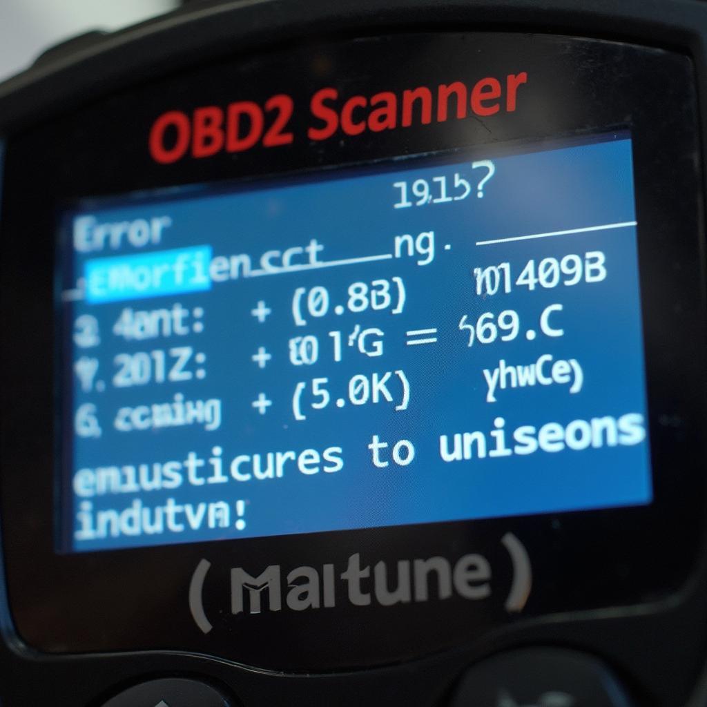 OBD2 Scanner Displaying Error Codes