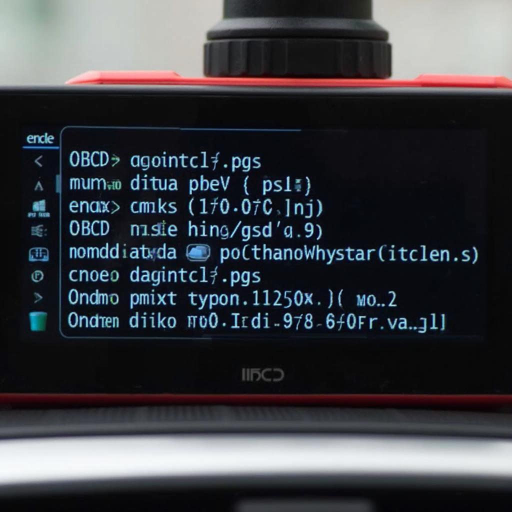 OBD2 scanner screen displaying diagnostic trouble codes.