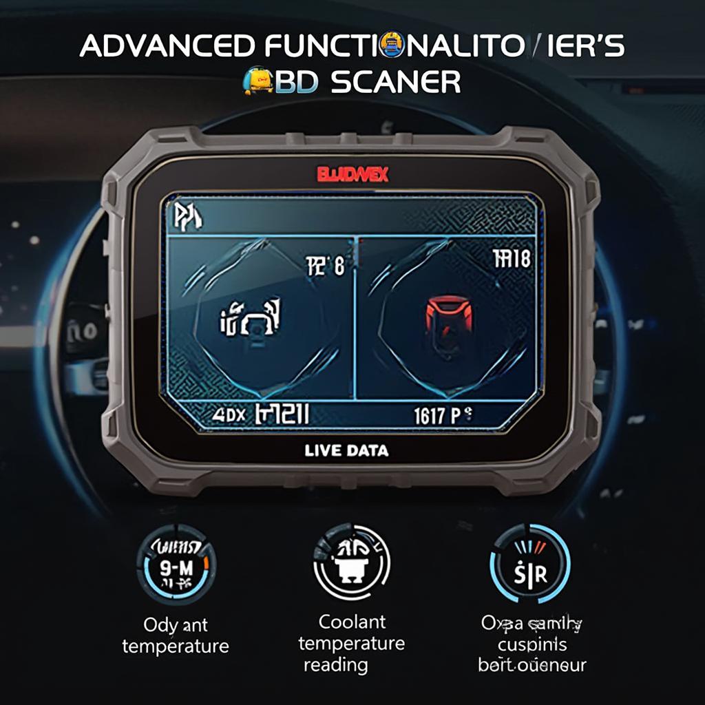 An OBD2 scanner displaying live data from a vehicle's sensors.