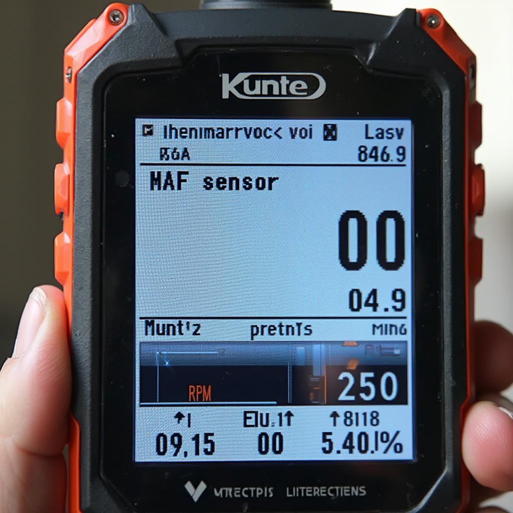 OBD2 Scanner Displaying MAF Sensor Voltage