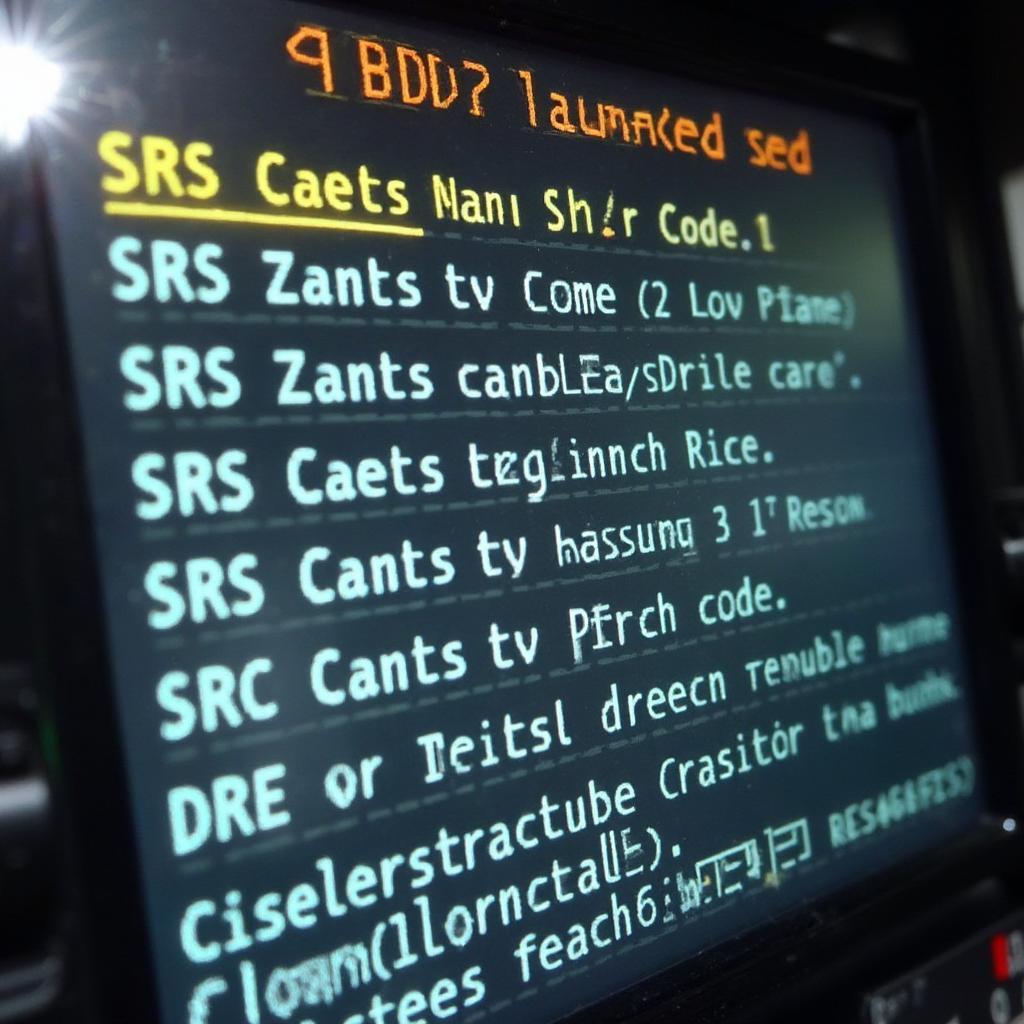 OBD2 Scanner Displaying SRS Codes