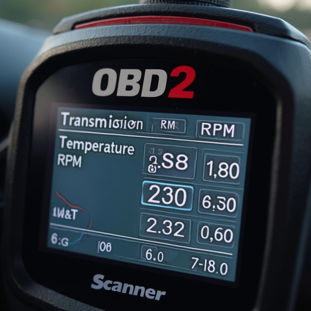 OBD2 Scanner Displaying Transmission Temperature Data