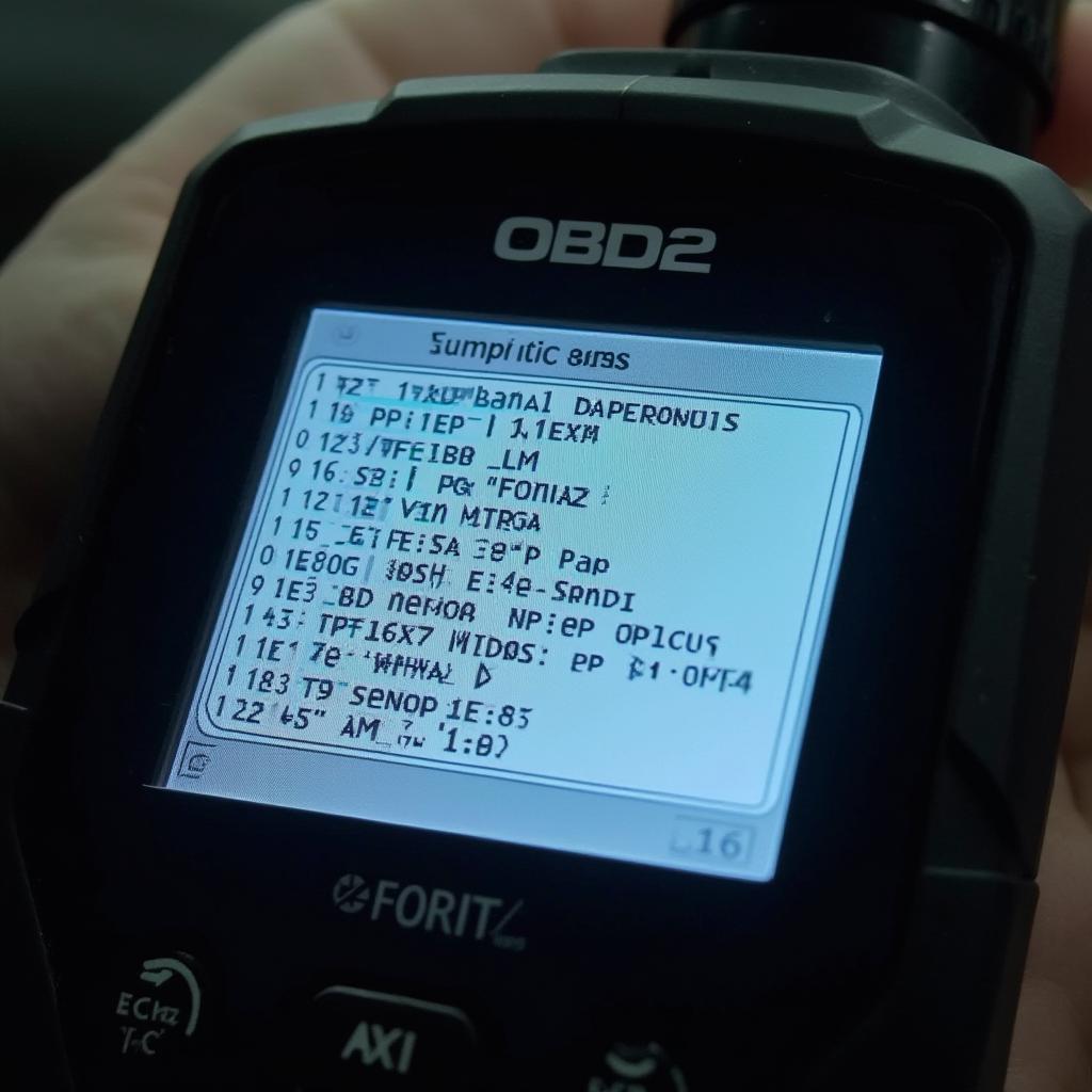 OBD2 Scanner Displaying Trouble Codes