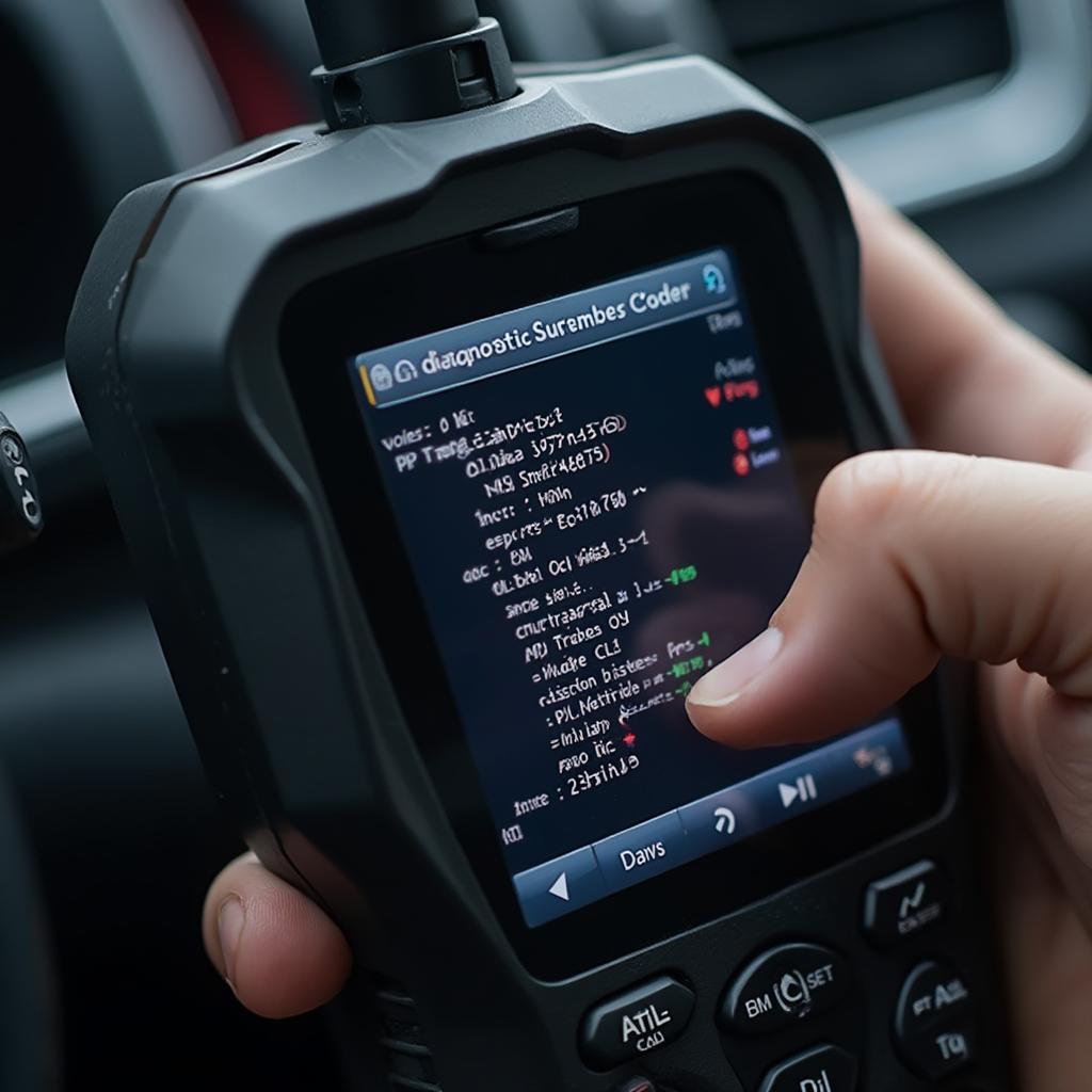 OBD2 Scanner Displaying Trouble Codes