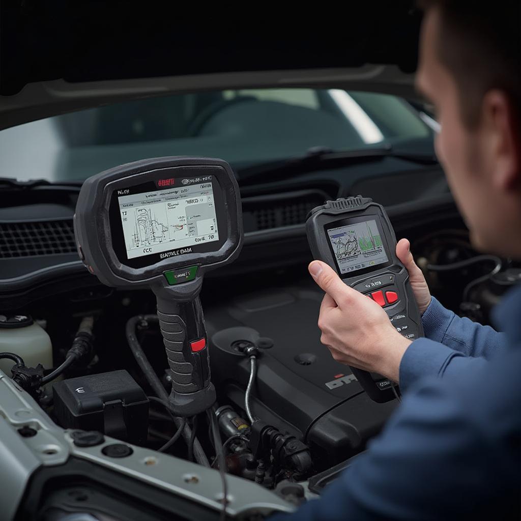 OBD2 Scanner Displaying Live Data with Engine Running