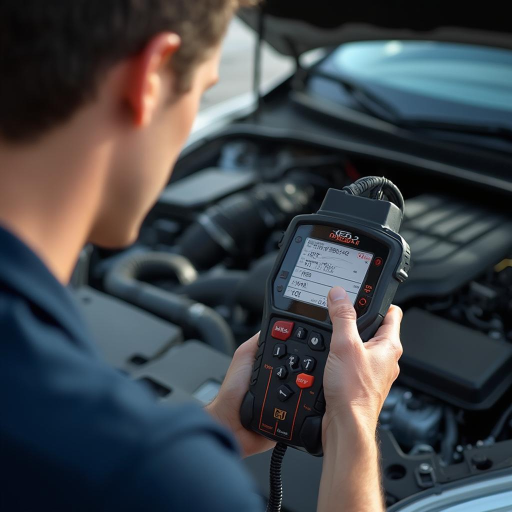 Mechanic Using an OBD2 Scanner to Diagnose Car Problems