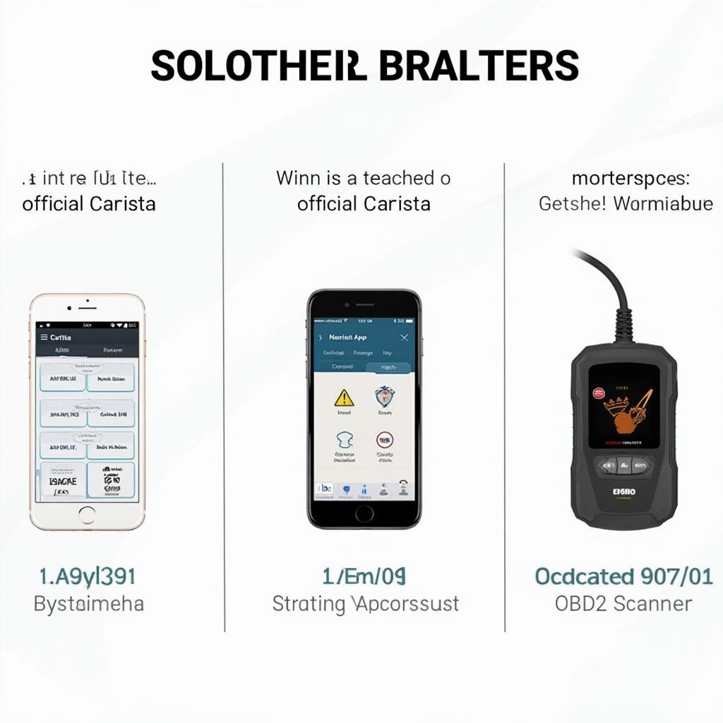 Comparing OBD2 scanner options: Official app, cracked app, and dedicated scanner.