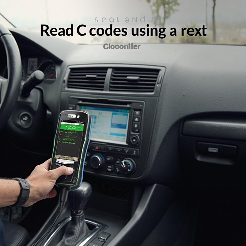 OBD2 scanner reading C codes on a car dashboard