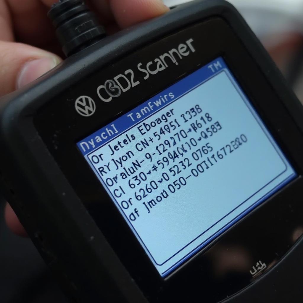 OBD2 Scanner Displaying Diagnostic Trouble Codes