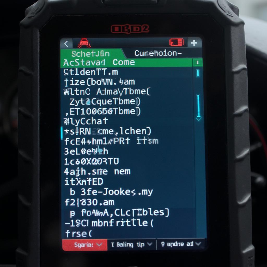 OBD2 Scanner Displaying Diagnostic Trouble Codes