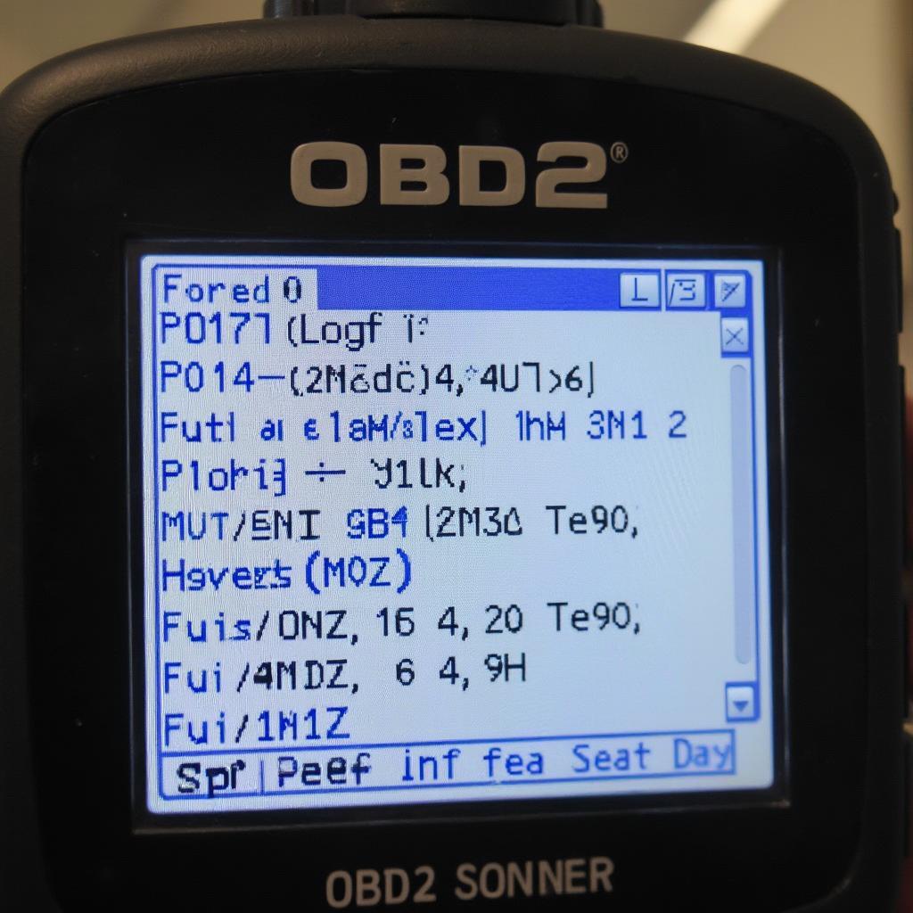 OBD2 Scanner Displaying Lean Codes