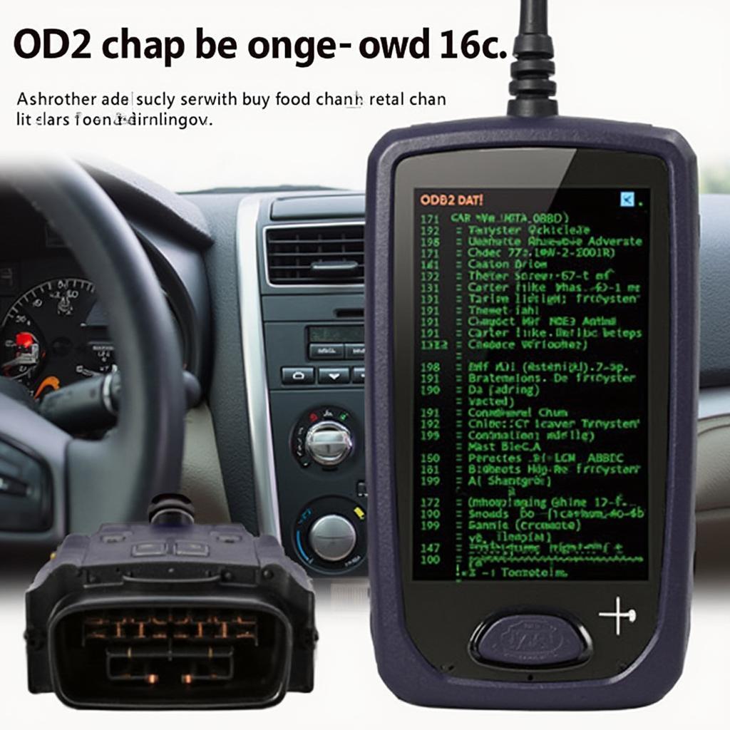 An OBD2 scanner displaying error codes on its screen.