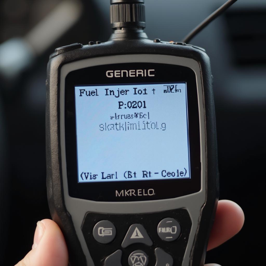 OBD2 Scanner Displaying a Fuel Injector Code