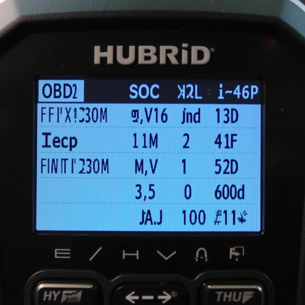 OBD2 Scanner Showing Hybrid System Data