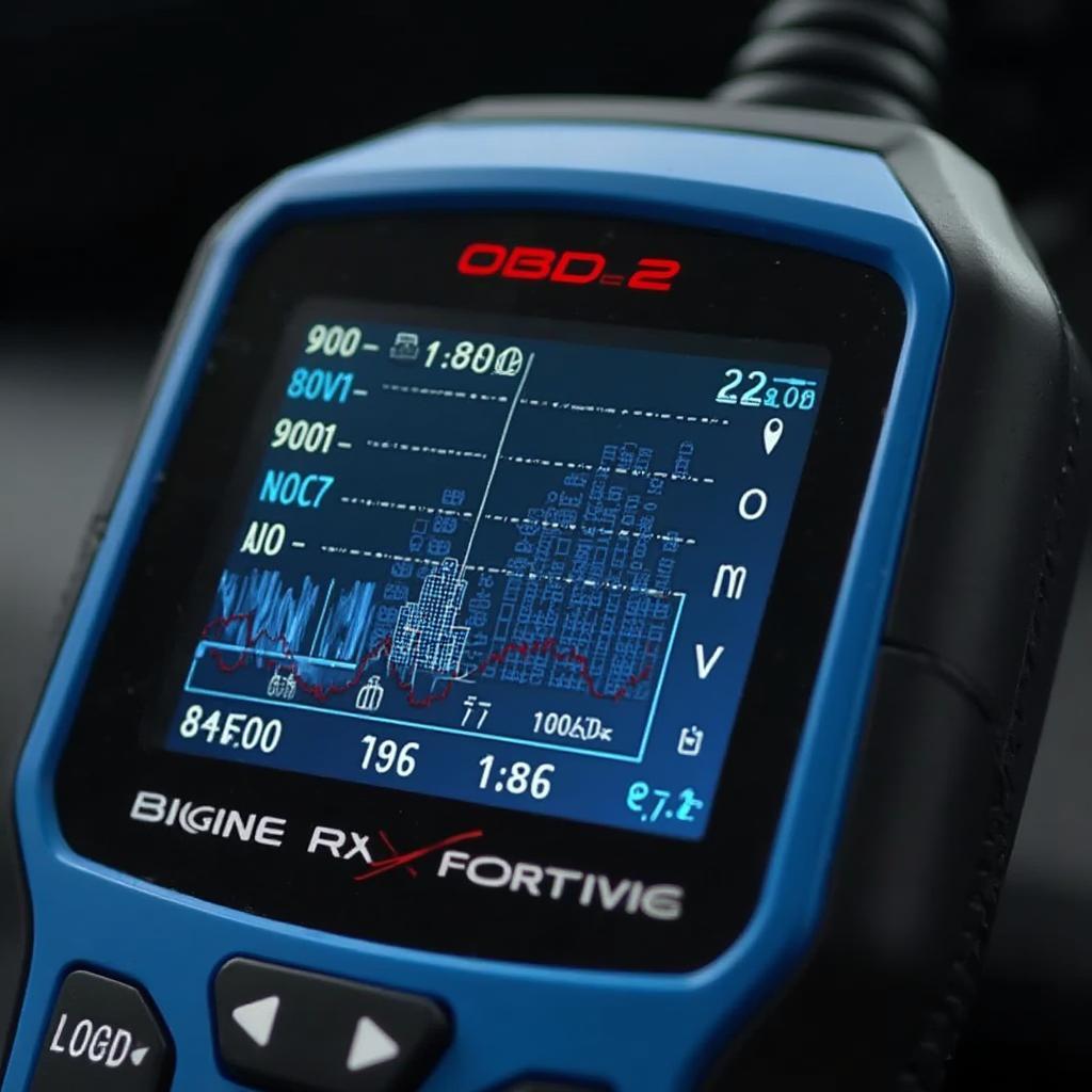 OBD2 scanner displaying live graph data