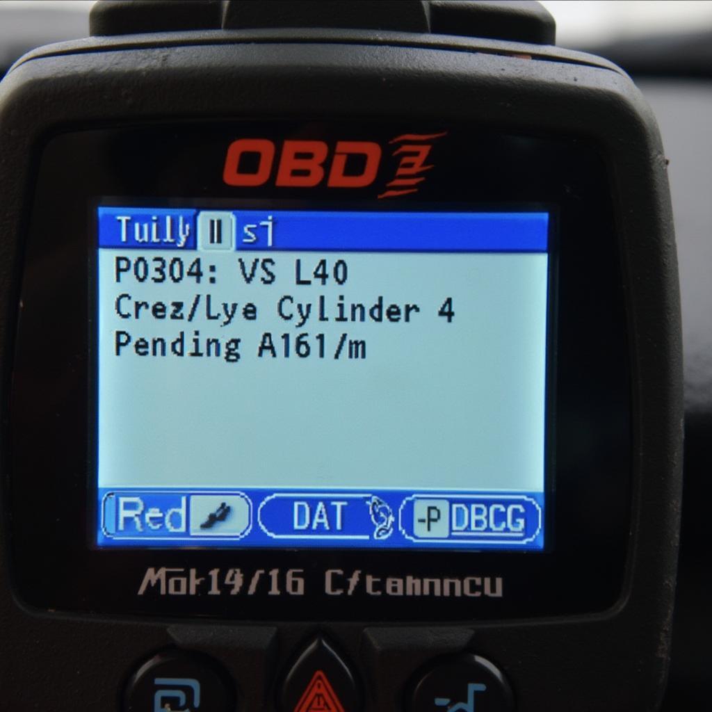 OBD2 Scanner Displaying P0304 Misfire Code