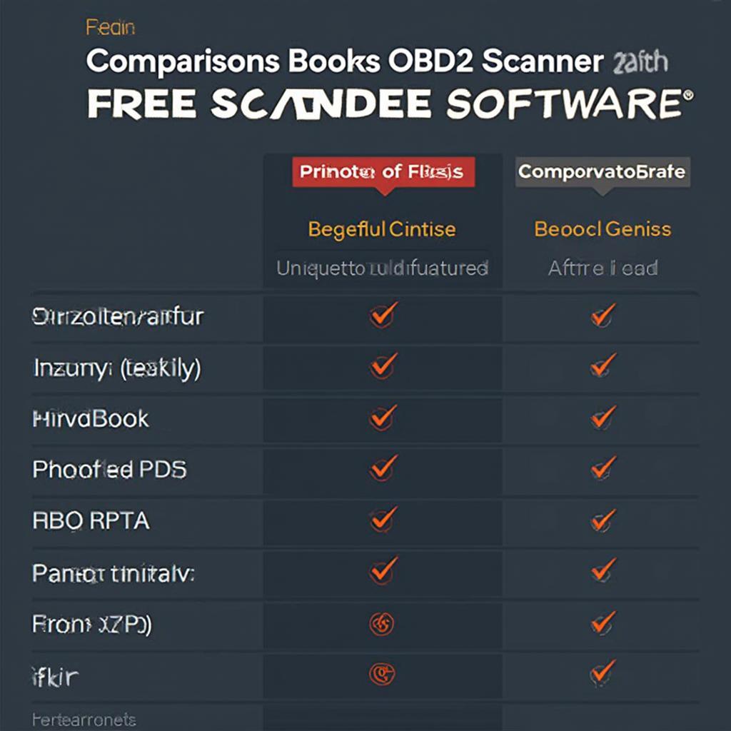 OBD2 Scanner Software Comparison Chart