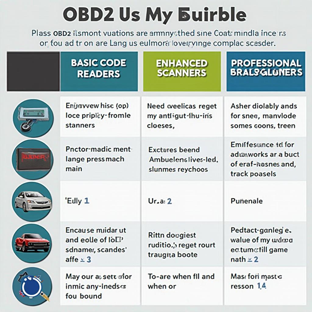 OBD2 Scanner Types Comparison Chart