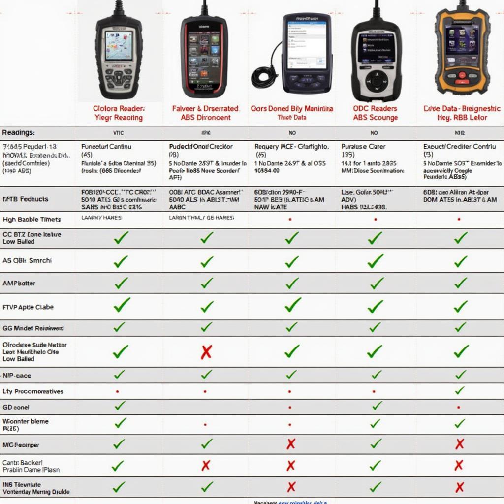 OBD2 Scanners Comparison Chart