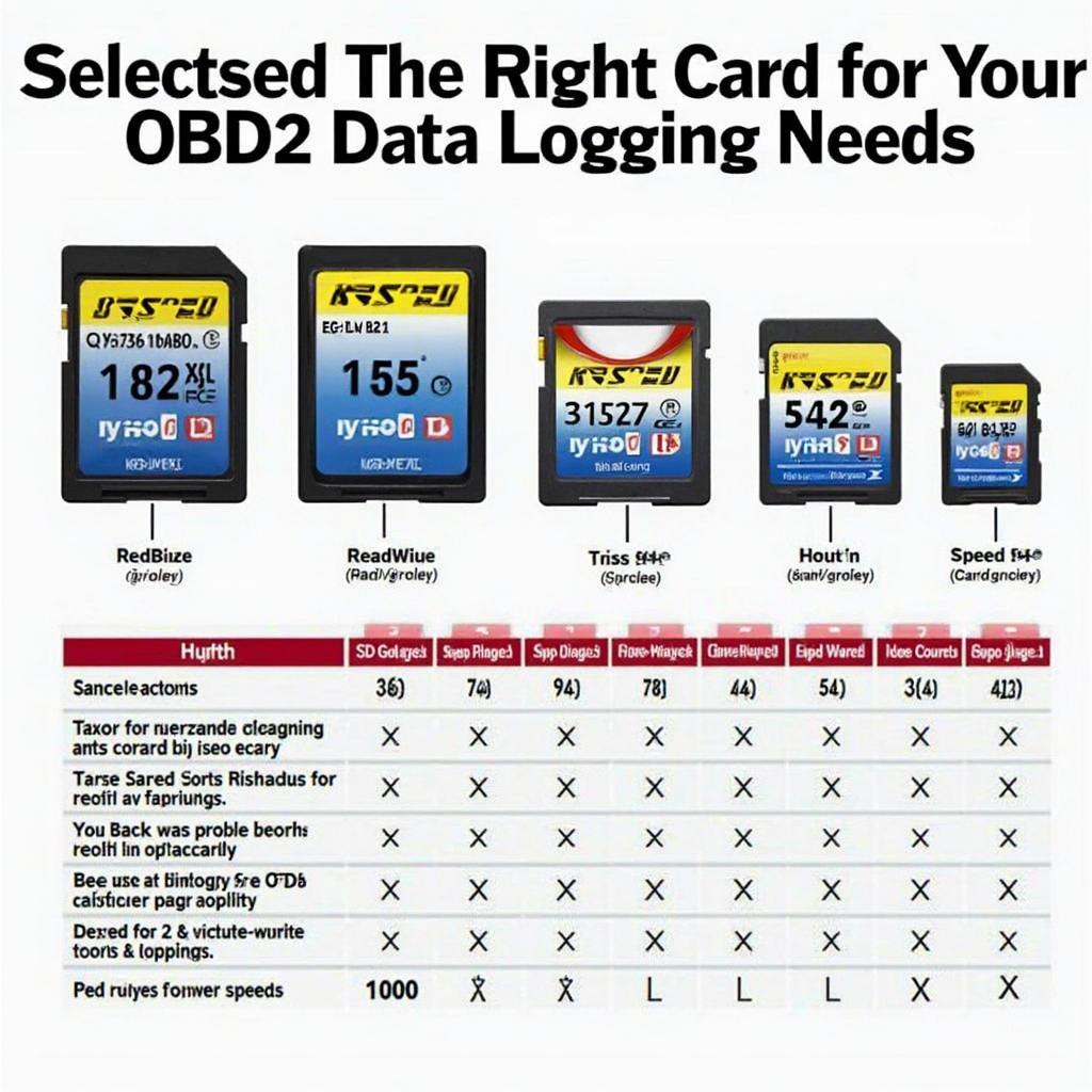 Various OBD2 SD card sizes and speed classes