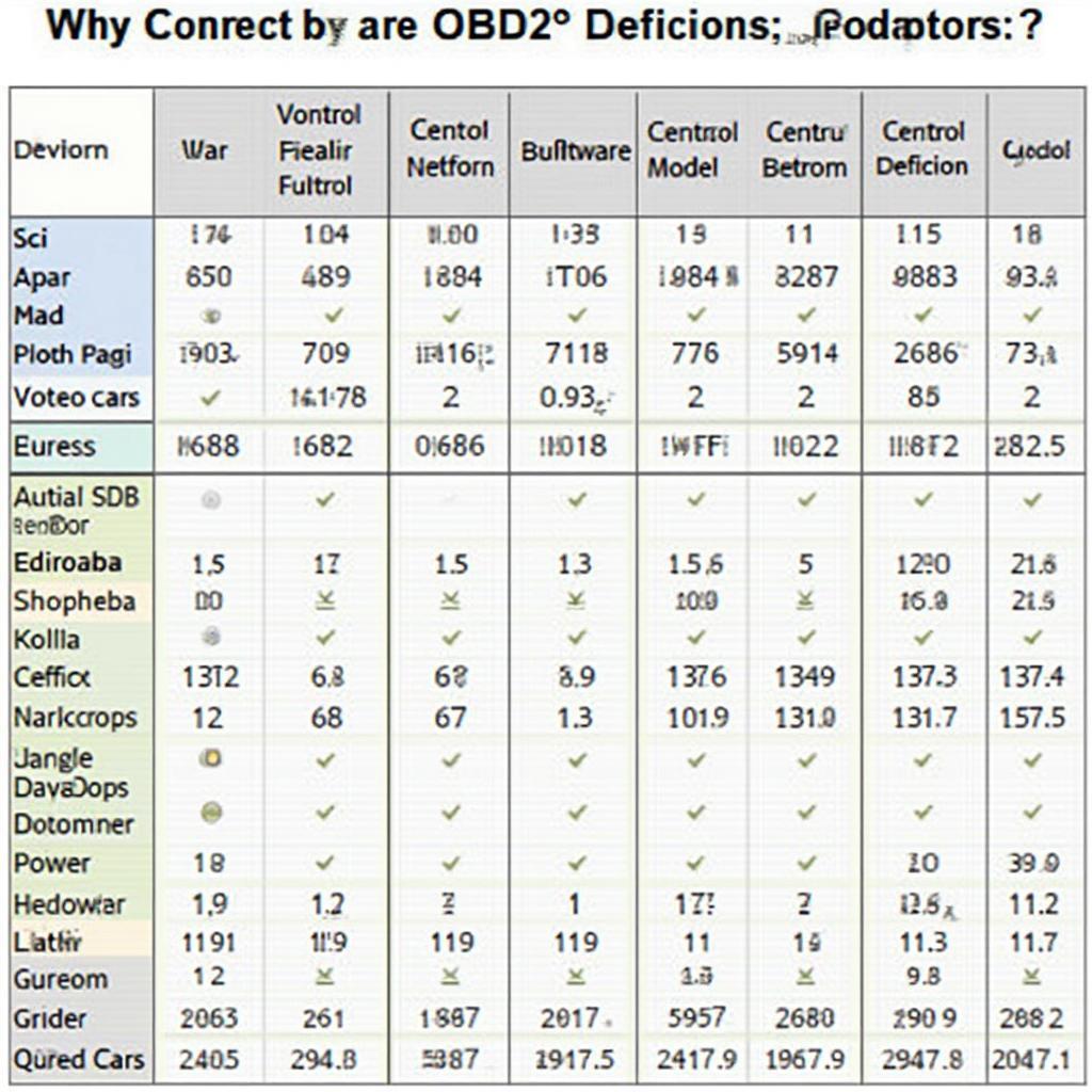 OBD2 Software Compatibility Chart