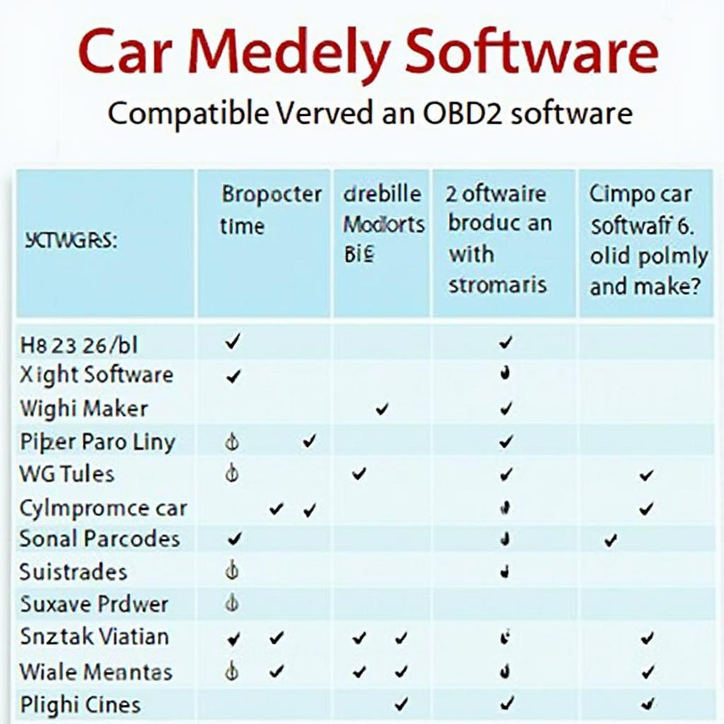 OBD2 Software Compatibility Chart