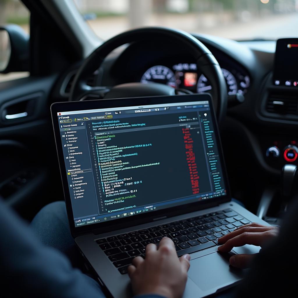 OBD2 Software Diagnosing Trouble Codes on a Laptop