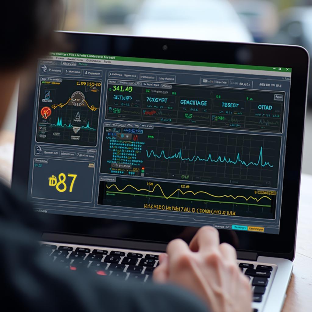 OBD2 Software Displaying Diagnostic Data on a Laptop