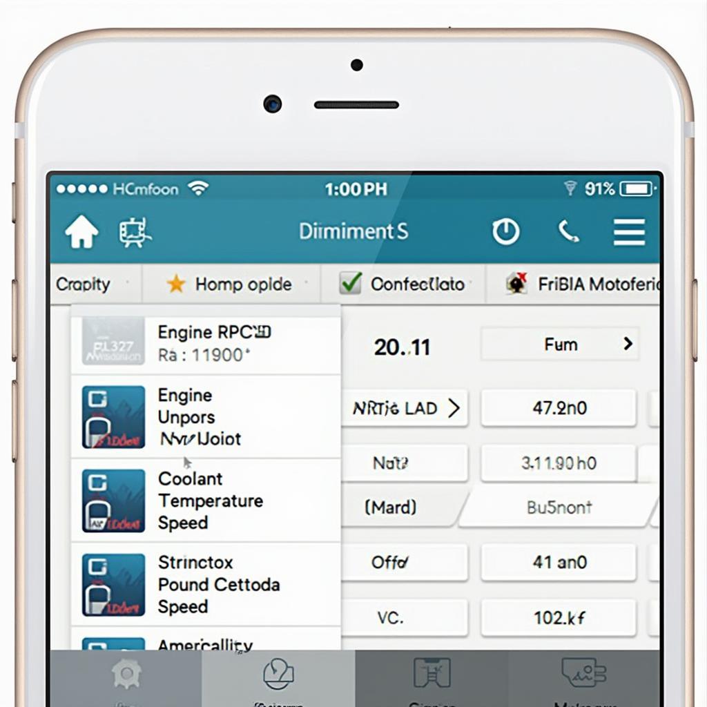 OBD2 Software Displaying Vehicle Data on a Smartphone