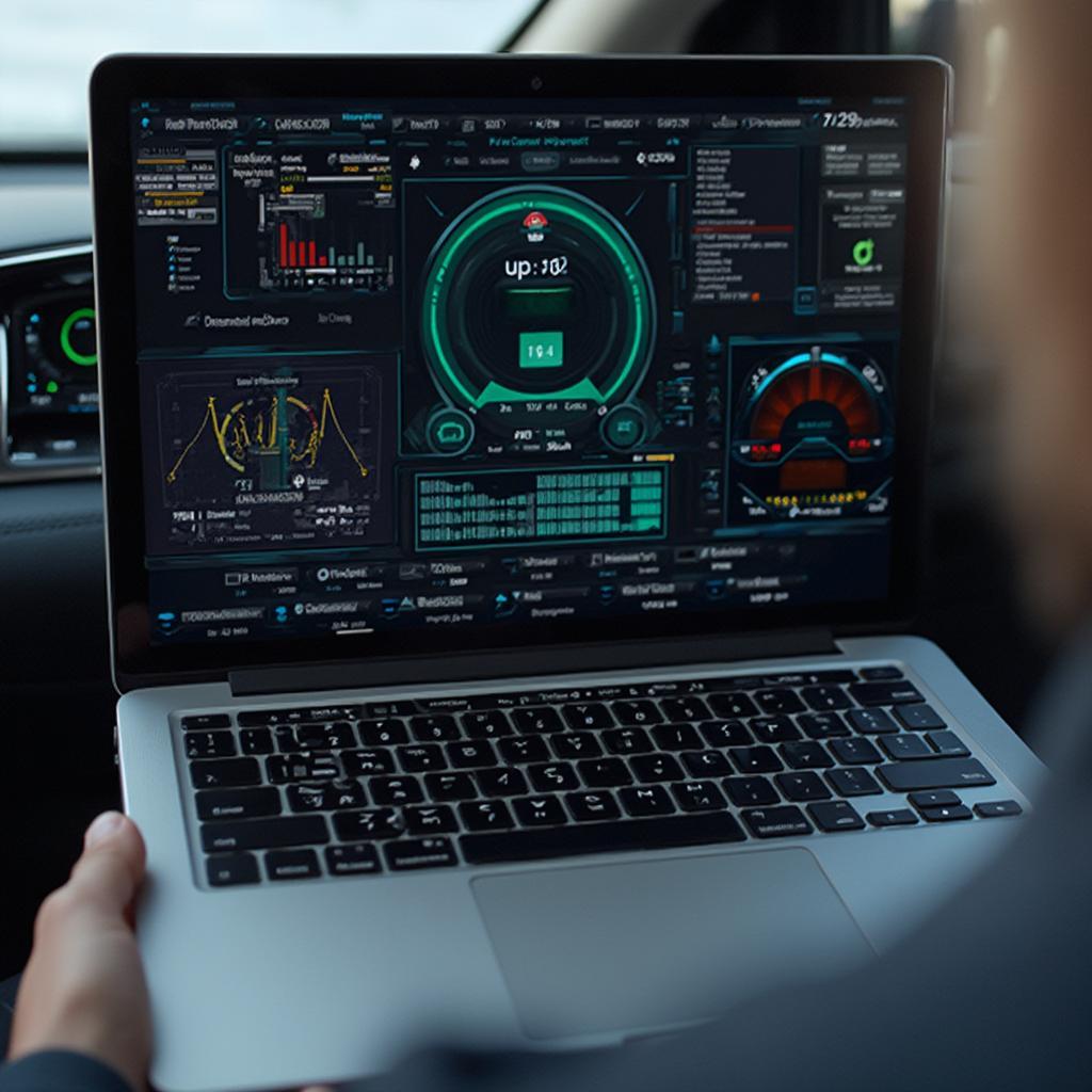 OBD2 software displayed on a PC monitor showing diagnostic information