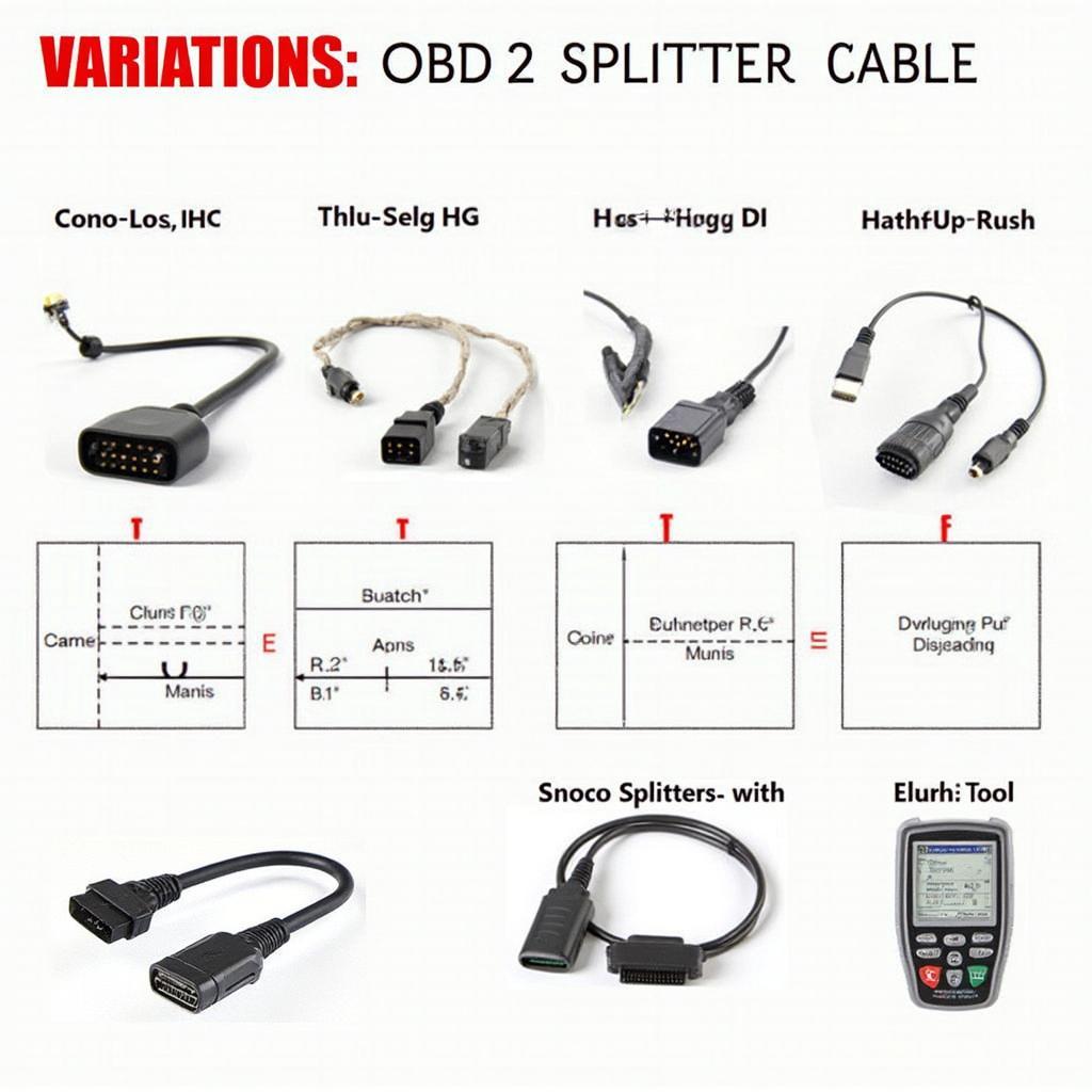 Different types of OBD2 splitter cables and their compatibility with various diagnostic tools.